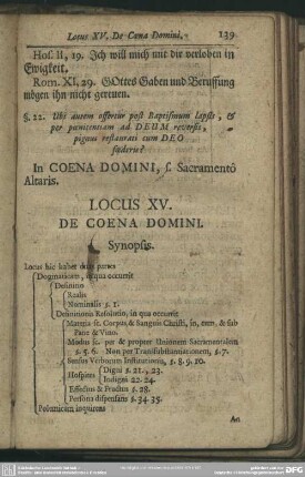 Locus XV. De Coena Domini