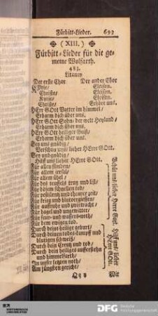 (XIII.) Fürbitt-Lieder für die gemeine Wolfarth.