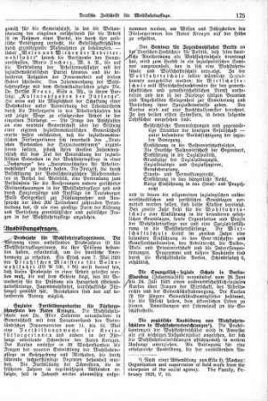 Die praktische Ausbildung von Wohlfahrtsschülern in Wohlfahrtseinrichtungen [Ausbildungsfragen]