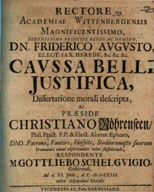 Caussa belli iustifica : dissertatione morali descripta