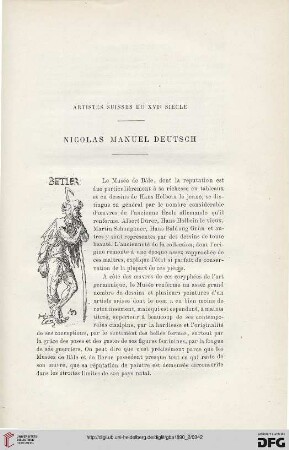 3. Pér. 4.1890: Artistes suisses du XVIe siècle : Nicolas Manuel Deutsch