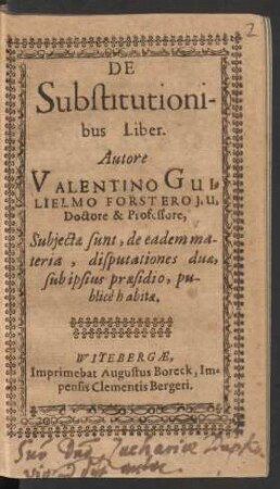 De Substitutionibus Liber
