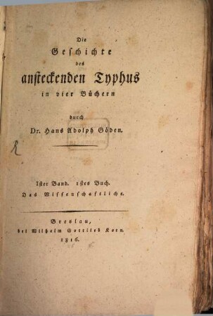 Die Geschichte des ansteckenden Typhus