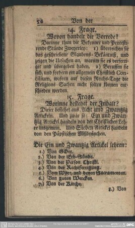 15. Frage. Worinne besteht der Inhalt?