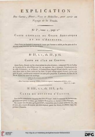 Explication des Cartes, Plans, Vues et Médailles