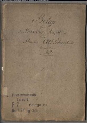 Belegakte zum Heiratsregister 1812 der Munizipalität Altschermbeck