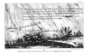 Inscriptions on north wall of Inscription Rock