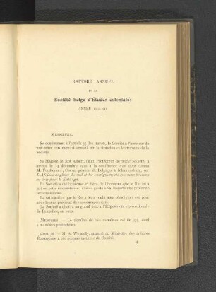 Rapport Annuel de la Société belge d'Études coloniales.