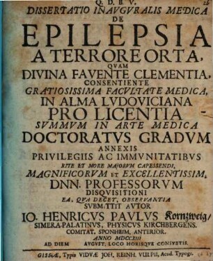 Diss. inaug. med. de epilepsia a terrore orta