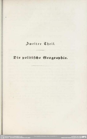 Zweiter Theil. Die politische Geographie