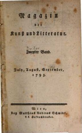 Magazin der Kunst und Litteratur. 1793,3/4, 1793,3/4