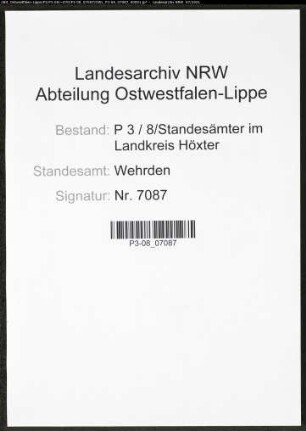 Heiratsregister Standesamt Wehrden