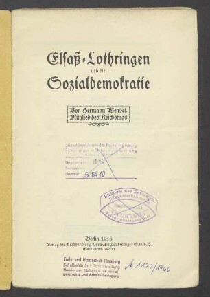 Elsass-Lothringen und die Sozialdemokratie