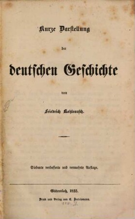 Kurze Darstellung der deutschen Geschichte