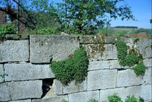 Friedhofsmauer aus sorgfältig behauenen Quadern