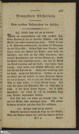 Neunzehnte Abtheilung. Vom trocknen Aufbewahren der Früchte