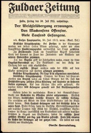 Ausgabe vom Freitag, den 30. Juli 1915.