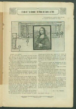 El robo de la "La Gioconda" del Museo del Louvre, en Paris