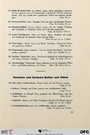 Persische und türkische Waffen und Möbel (Nr. 202-202s)
