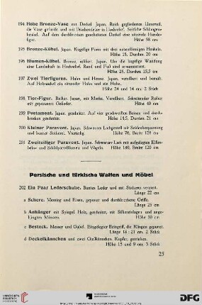 Persische und türkische Waffen und Möbel (Nr. 202-202s)