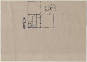"Misawa Homes Prefabricated Housing International Design Competition 70", Mobilhaus (nicht realisiert), 4. Preis – Schnitt, Detailansicht Nasszelle. Misawa/Japan