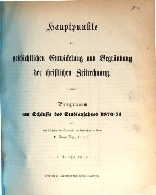 Programm am Schlusse des Studienjahres. 1870/71