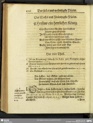 Der Sechs und Neuntzigste Psalm. Christus ein herrlicher König