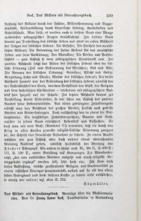 509-510 [Rezension] Reck, Franz Xaver, Das Missale als Betrachtungsbuch; 1. Band