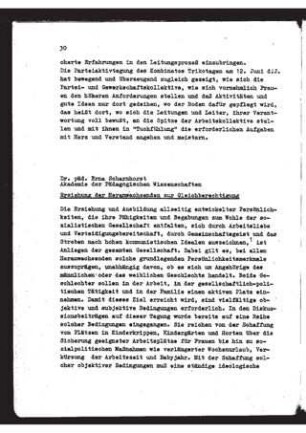 Erziehung der Heranwachsenden zur Gleichberechtigung