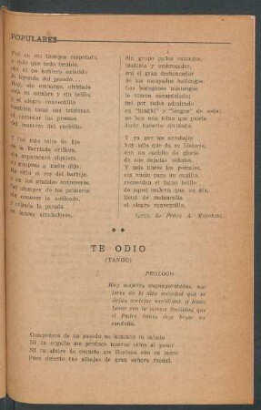 Te odio : (Tango)