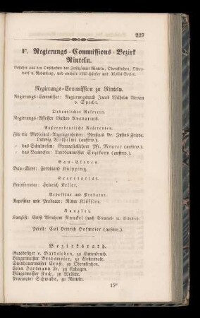 F. Regierungs=Commissions=Bezirk Rinteln.