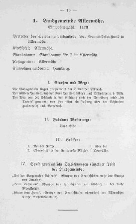 1. Landgemeinde Allermöhe.