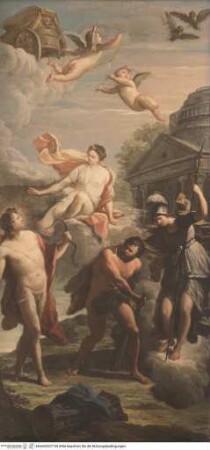 Streit zwischen Herkules und Apoll um den heiligen Dreifuß von Delphi