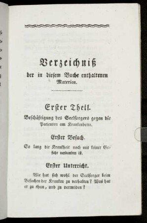 Verzeichniß der in diesem Buche enthaltenen Materien.