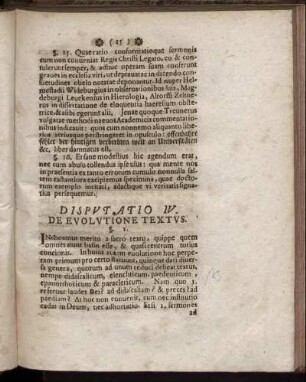 Diputatio IV. De Evolutione Textus.