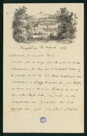 Brief vom 12. August 1854