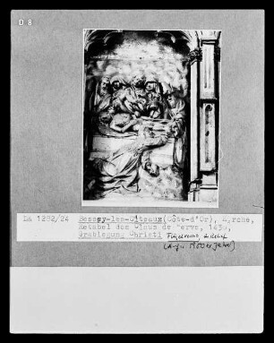 Retabel, rechter Flügel, 2. Relief: Grablegung Christi