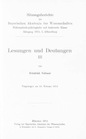 Lesungen und Deutungen, 3