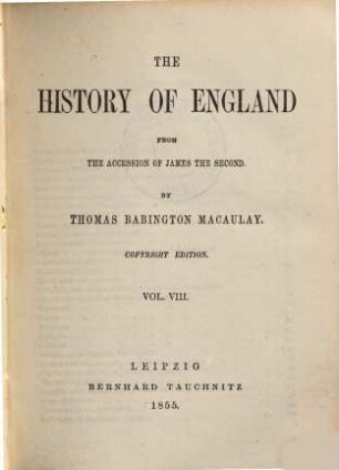 The history of England from the accession of James the Second, 8