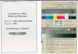 Entnazifizierung Wilhelm Knochenhauer , geb. 16.08.1899 (Schlosser)