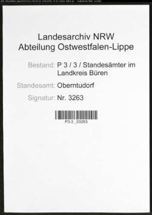 Sterberegister Standesamt Oberntudorf