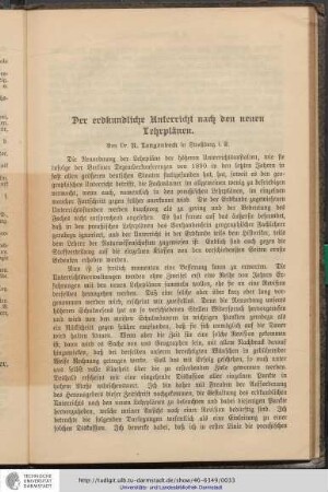 Der erdkundliche Unterricht nach den neuen Lehrplänen