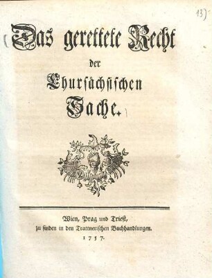 Das gerettete Recht der Chursächsischen Sache