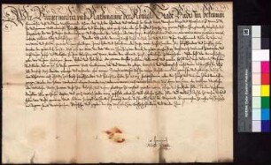 Bürgermeister und Rat der Stadt Bautzen leihen sich von Hans Nacke, Bürger und Ratsmitglied in Pirna, 550 Taler gegen einen jährlichen Zins von sechs Prozent. Ein Nachtrag vermerkt, dass das Darlehen am 21. Oktober 1605 abgelöst wurde.