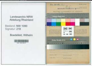 Entnazifizierung Wilhelm Boedefeld , geb. 19.08.1907 (Gemuesehaendler)