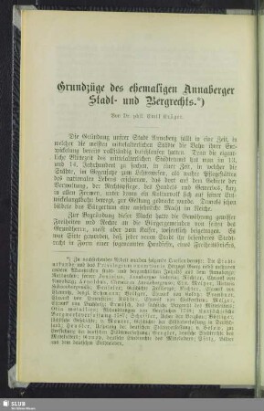 Grundzüge des ehemaligen Annaberger Stadt- und Bergrechts