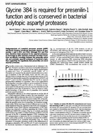 Glycine 384 is required for presenilin-1 function and is conserved in bacterial polytopic aspartyl proteases