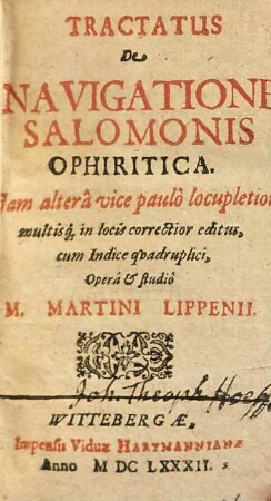 Tractatus De Navigatione Salomonis Ophiritica