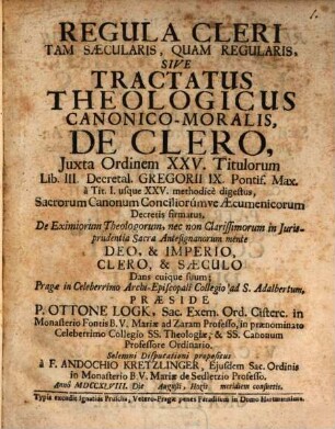 Regula cleri tam saecularis quam regularis