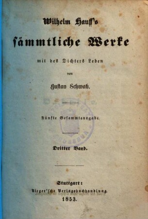Wilhelm Hauff's sämtliche Werke. 3
